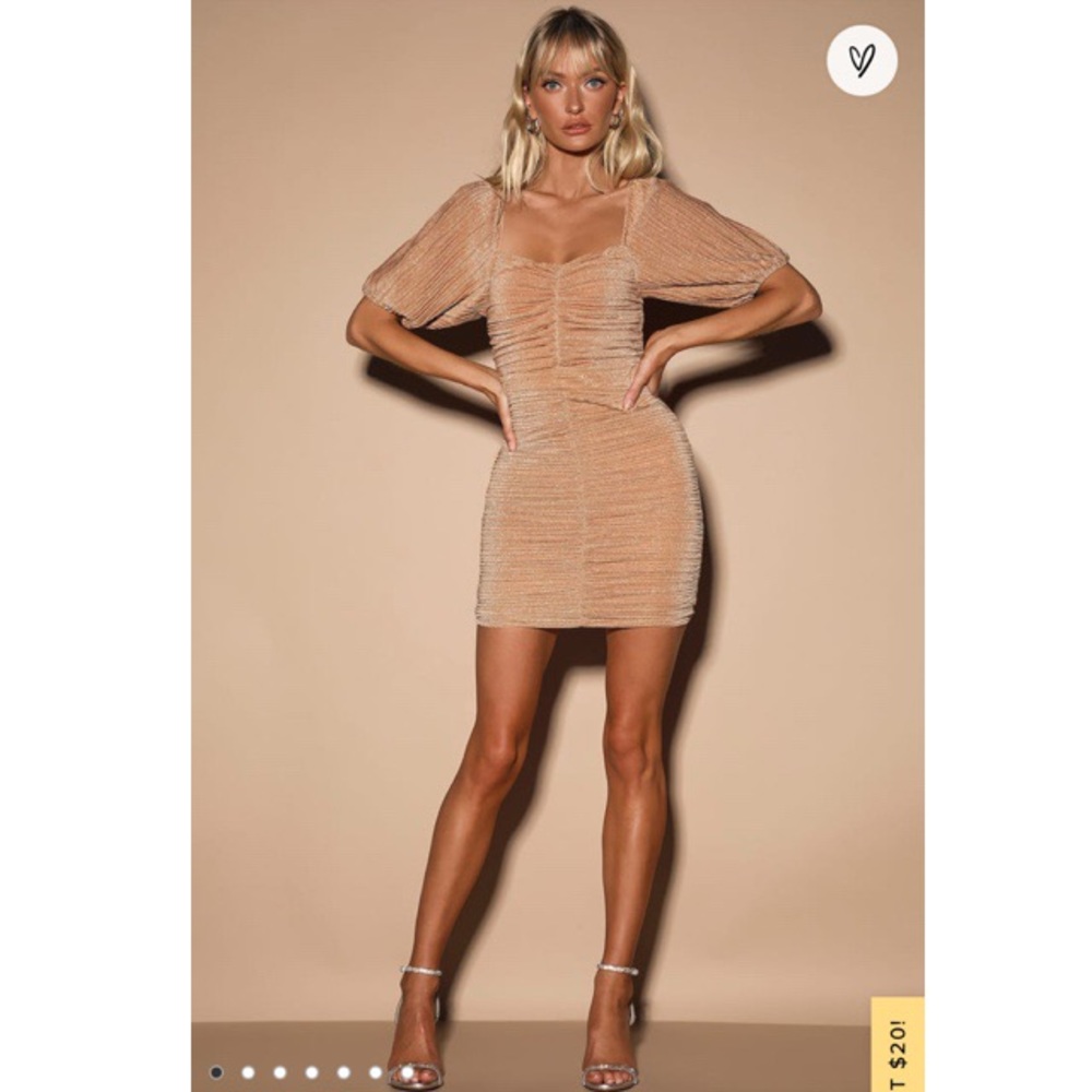 Ruche Hour Blush Pink and Silver Ruched Bodycon Dress